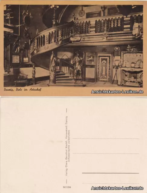 Postcard Danzig Gdańsk/Gduńsk Diele im Artushof 1937