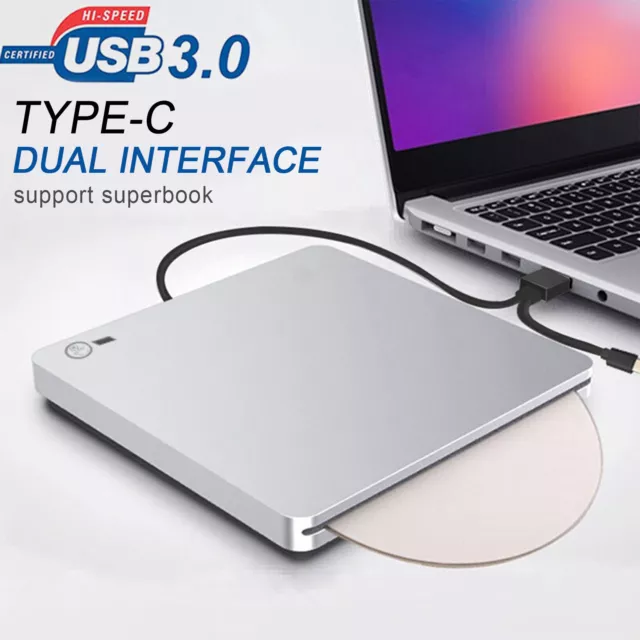 Genuine Bluray Burner External USB 3.0 Player DVD CD BD Recorder Drive Silver A 3