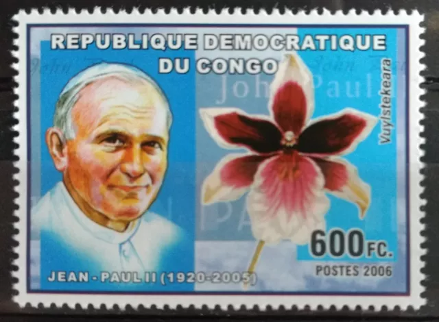 127.Congo 2006 Stamp Pope Jean Paul Ii , Flowers , Orchids . Mnh