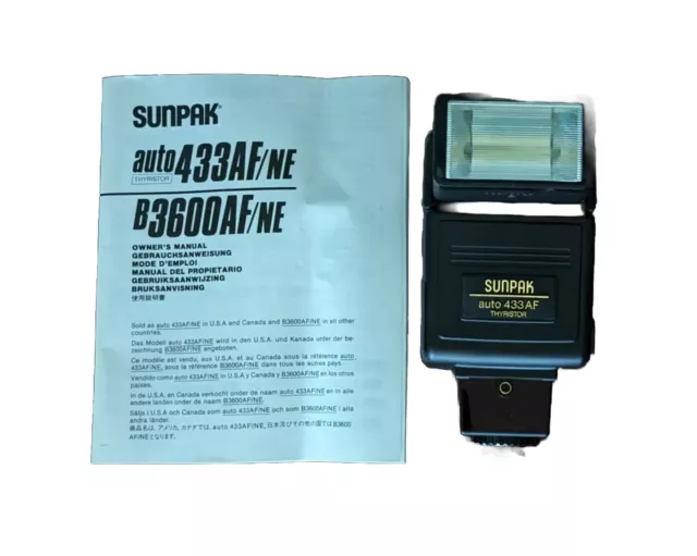 Sunpak Camera Flash Auto Thyristor 433AF/NE For Nikon Shoe Mount