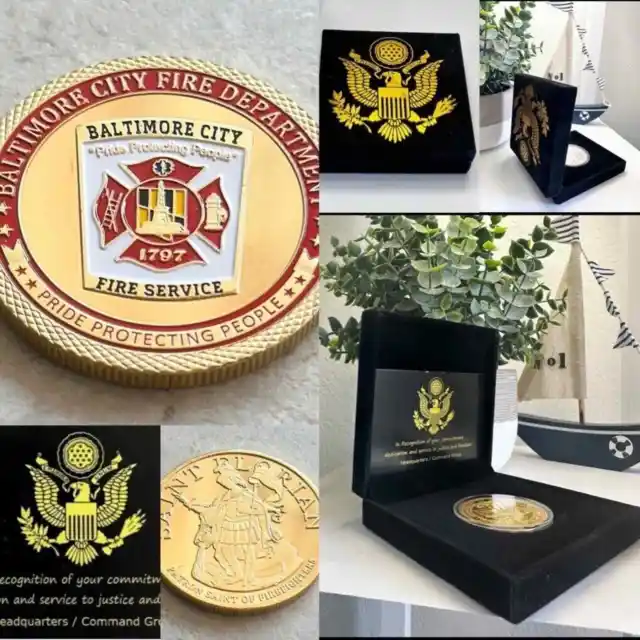 BALTIMORE CITY Fire Department  Challenge Coin With Special Velvet Case.