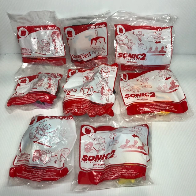 8x McDonald’s Happy Meal Toy Sealed Brand New Sonic Minions Sing Superman