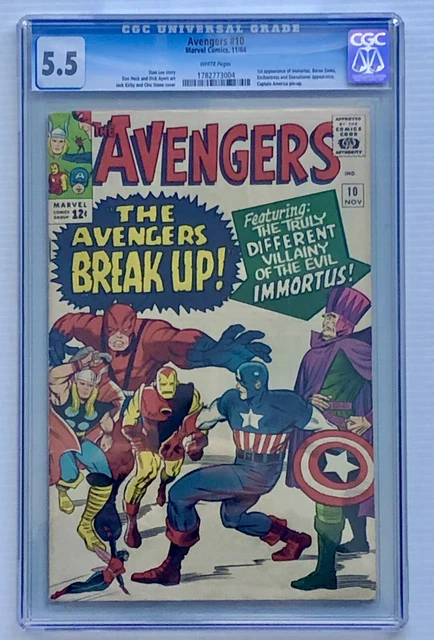 Avengers #10 CGC 5.5 White Pages (Marvel1964) 1st Appearance Immortus (Kang) KEY
