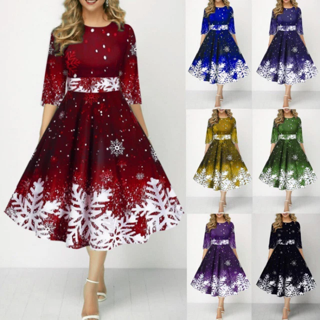 Abito Da Donna Per La Festa Di Natale A Trapezio Con Scollo A O In Stile -