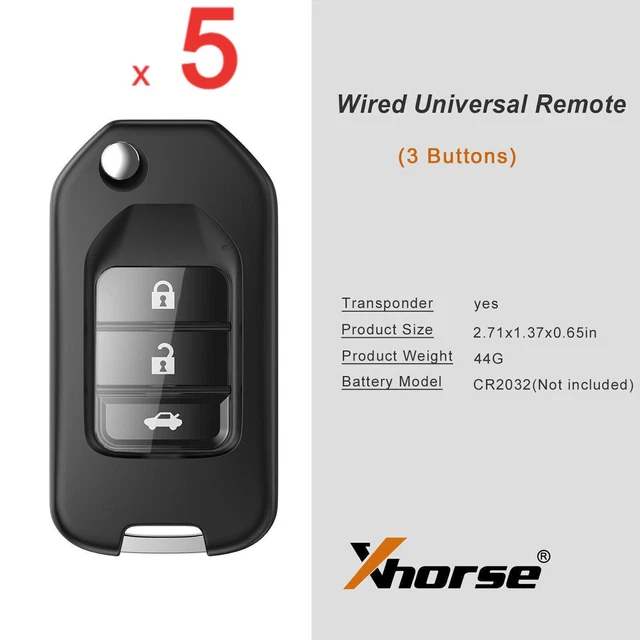 Xhorse XKHO00EN Wire Remote Key Fit For Honda Flip 3 Buttons English 5pcs/lot