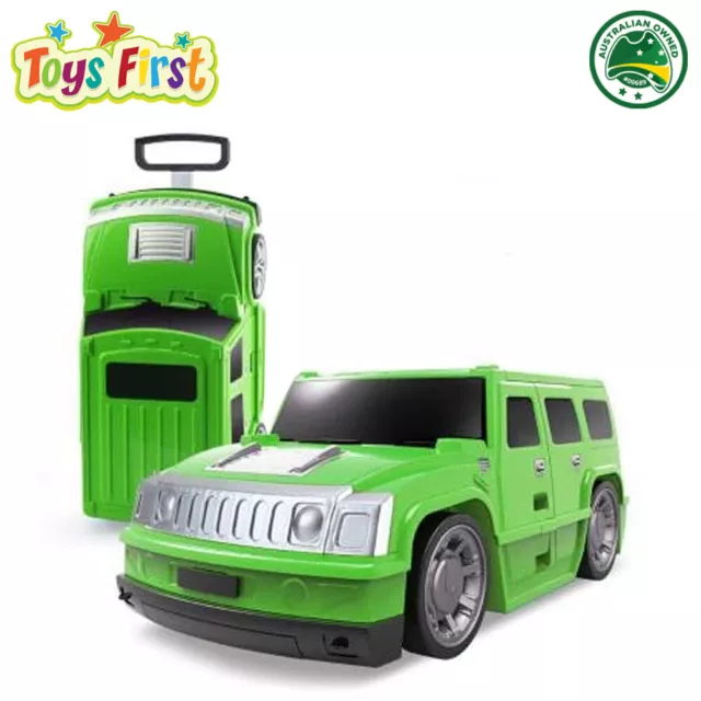 Kids SUV Travel Case Radio Control Car Green Trolley Suitcase Luggage Bag Wheels