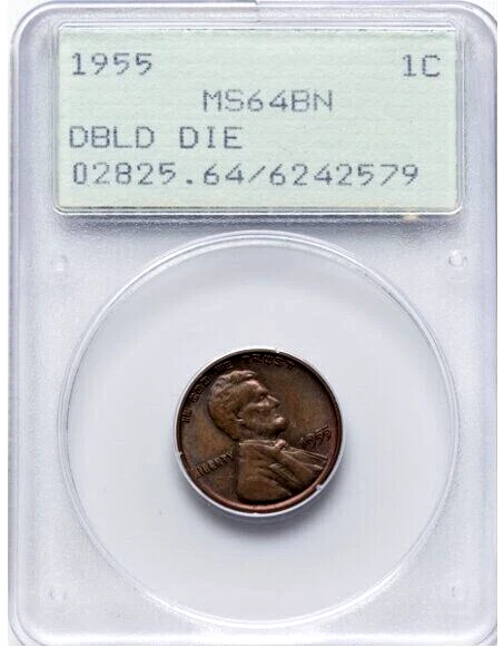 1955 1955/55 DDO Doubled Die Obverse PCGS MS64 OGH RATTLER LINCOLN Wheat Cent 1c