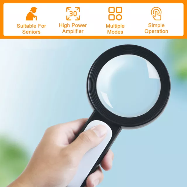 Magnifying Glass with Light, 10X Handheld Large Magnifying Glass