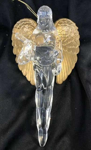 Vintage Gold Winged Plastic / Acrylic Angel Christmas Ornaments icicle 6.5"