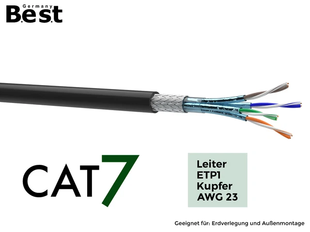 Cat 7 Verlegekabel Erdkabel Netzwerkkabel Datenkabel Schwarz  Outdoor UV Außen 3