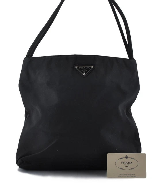 100% AUTHENTIC PRADA Milano Black Nylon Tessuto Hand Bag Noir 