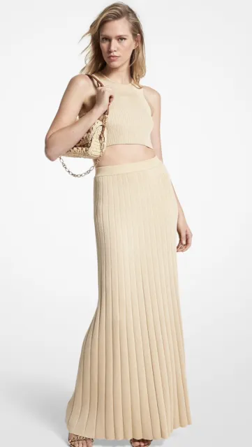 MICHAEL MICHAEL KORS Ribbed Stretch Knit Maxi Skirt Women's Size L