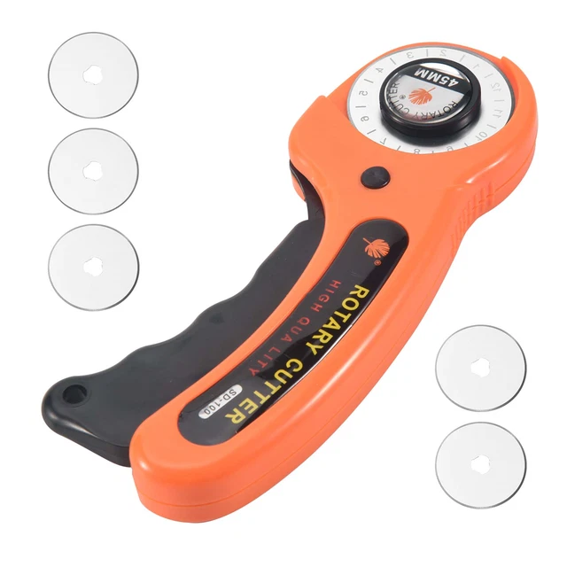 Couteau Rotatif 45 Mm Professionnel Avec 5 Lames - Cutter Pour Tissu, Cuir Et Matelassage
