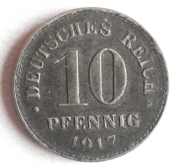 1917 GERMAN EMPIRE 10 PFENNIG - Excellent Vintage Coin - german BIN #7