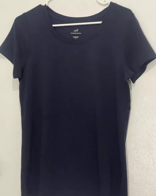J.Jill Women’s Pima Scoop-Neck Tee Shirt Navy Blue Short Sleeve Sz Medium