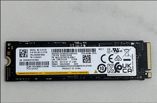 SAMSUNG PM9A1 MZVL2512HCJQ 512GB NVMe M.2 2280 PCIe4.0 SSD Updated