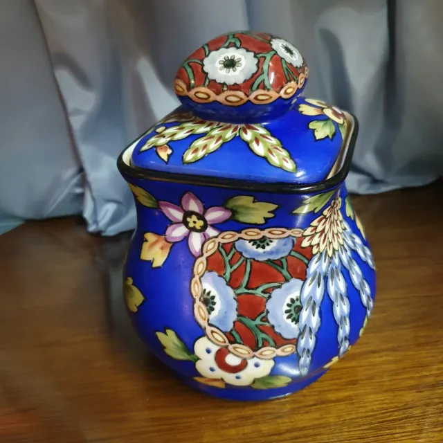 Fab Noritake Hand Painted Humidor Lidded Jar