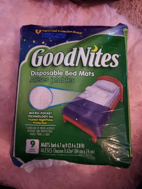 Alfombrillas desechables GoodNites 9 piezas 2,4 pies x 2,8 pies accesorios de humectación para cama