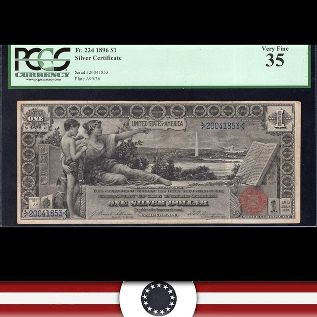 1896 $1 SILVER CERTIFICATE *EDUCATIONAL NOTE* PCGS 35 Fr 224 41853