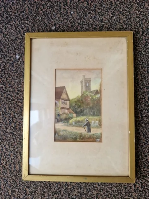 Antique Fine Art Watercolour Signed GHB Very Detailed Lovely Work