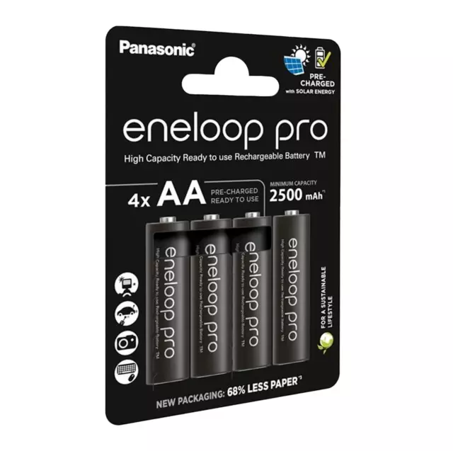 4 Panasonic eneloop Pro Aa Eco Rechargeable batteries HR6 4BL 1.2V 2500mAh