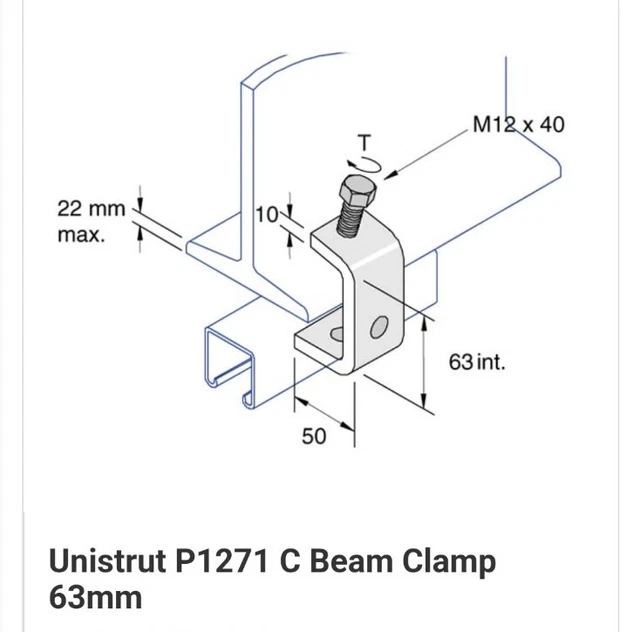UNISTRUT C BEAM Clamp SideFitting Bracket Hot Dip Galvanised Clip
