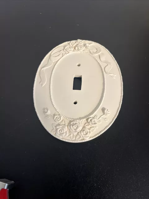 Vintage Porcelain White Victorian Style Scroll Single Light Switch Plate