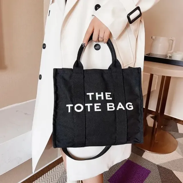The Tote Bag Shoulder Bag Canvas Women's Handbag Laptop Crossbody Black Travel