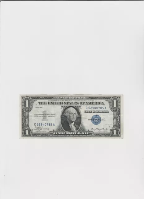 1935 $1 One Dollar Plain DOUBLE DATE Silver Certificate Lightly circulated