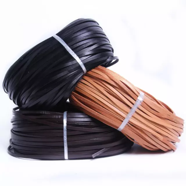 2M-10M Cordón de Cuerda de Cuero Real Plano Tanga de Encaje Artesanal Hacer Joyería Hágalo usted mismo