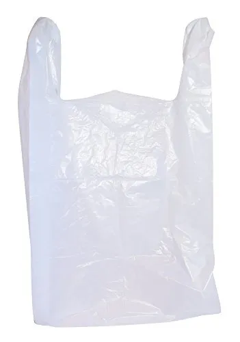 100 Large Plastic Grocery T-Shirt Bags - Plain White 12" x 6" x 21" by  100 Bags