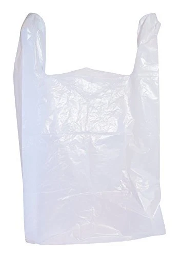 100 Large Plastic Grocery T-Shirt Bags - Plain White 12" x 6" x 21" by  100 Bags