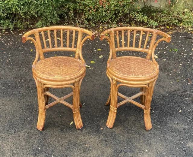 Vintage Pair Of Bamboo / Cane Chairs