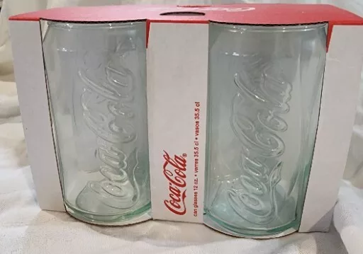 New Coca Cola Can Shape Set of 4 Glasses Embossed, Diet Coke Tshirt & 1 Glass 2