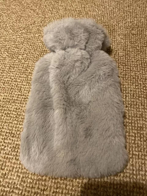 Small Hot Water Bottle With Grey Fleece Cover