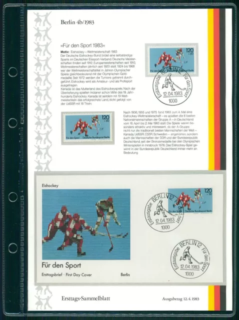 BERLIN ETSB 1983/04b ERSTTAGS-SAMMELBLATT SPORT EISHOCKEY ICE HOCKEY