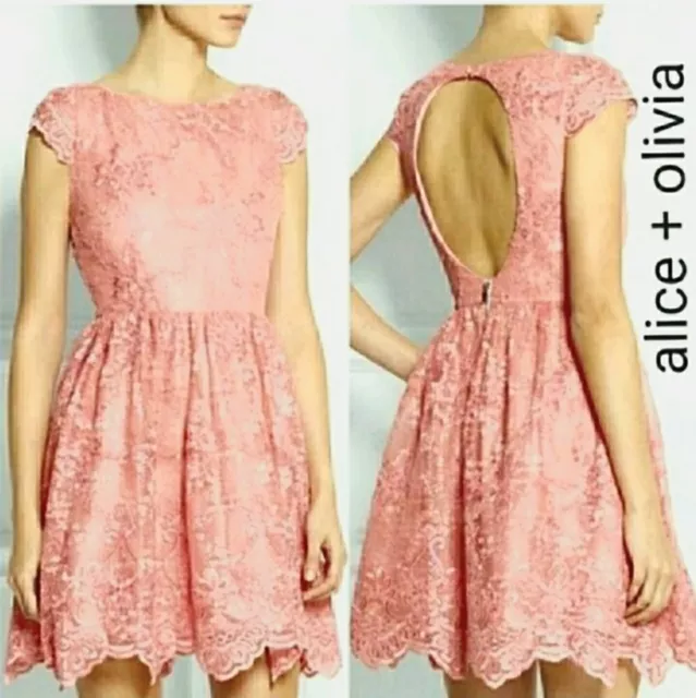 Alice + Olivia | Zenden fit and flare lace dress size 8