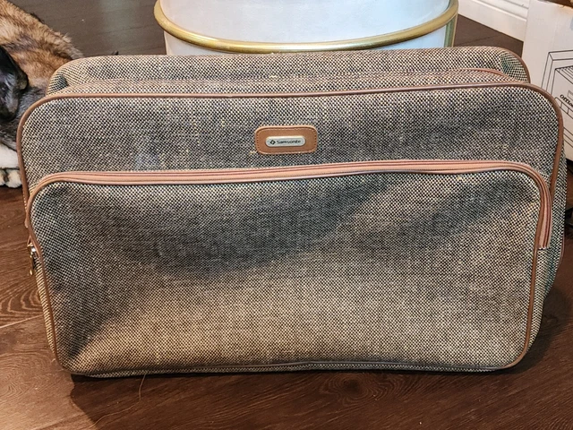 ** Vintage - SAMSONITE - BROWN TWEED - Carry-On LUGGAGE Shoulder Bag -