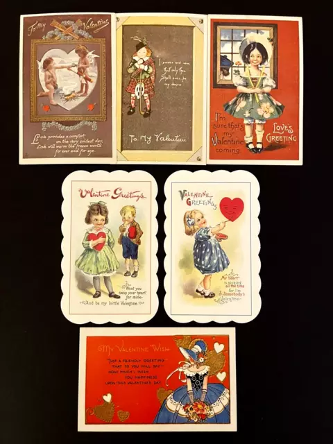 Valentine Postcard Lot of 6 Reproductions of Vintage Antique Designs NICE CRAFTS