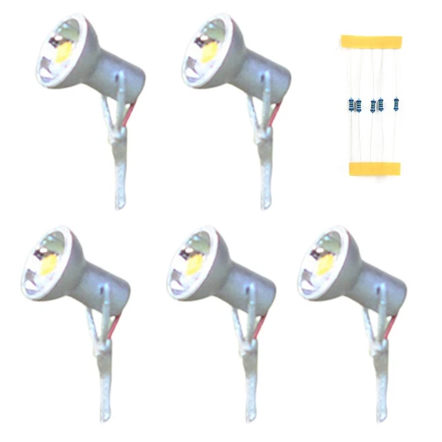 20 Lampadaires Modélisme Ferroviaire HO 1:87 - LED Blanc Brillant 3V, Métal, 10 Cm, Pour Maquettes