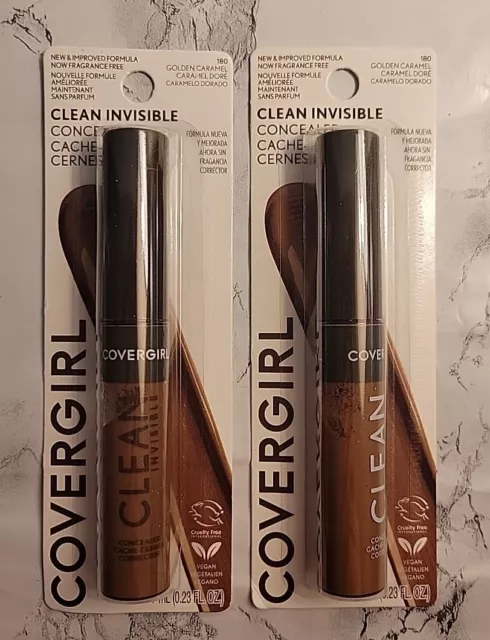 (2) COVERGIRL Clean Invisible Concealer #180 Golden Caramel