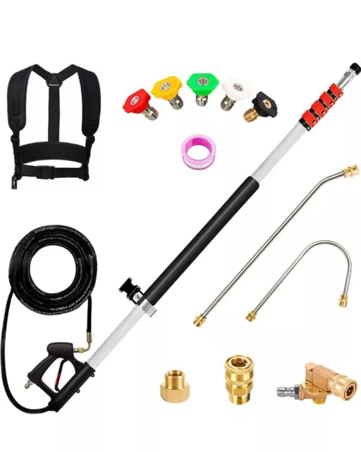 24FT Pressure Washer Extension Wand, Telescoping Gutter Cleaner Pole/Accessories