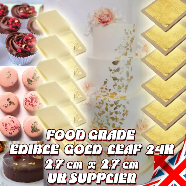 Gold Leaf Edible Sheets  24K 24C Food grade 24 Carat 24 Karat 2.7 x 2.7cm Baking