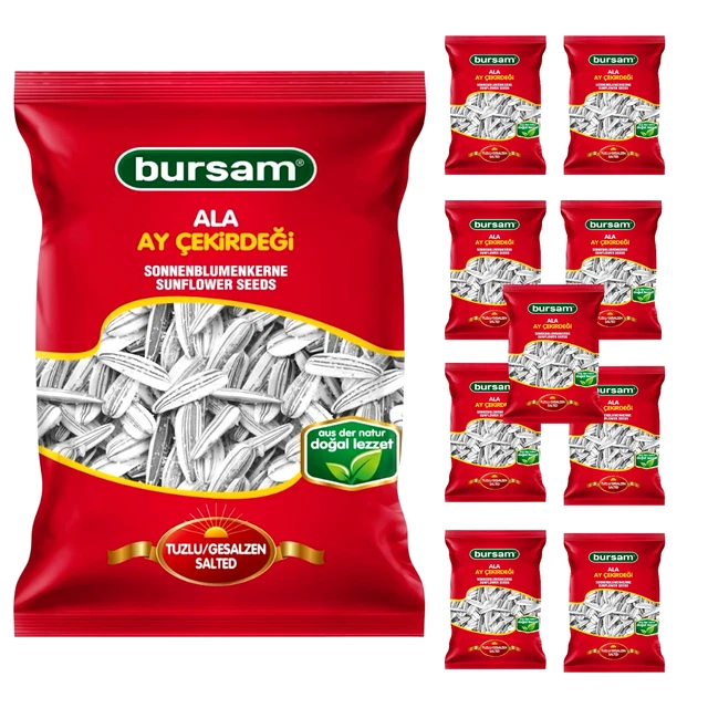 Semi di girasole 10x120 g tostati salati in ciotola con sale di BURSAM