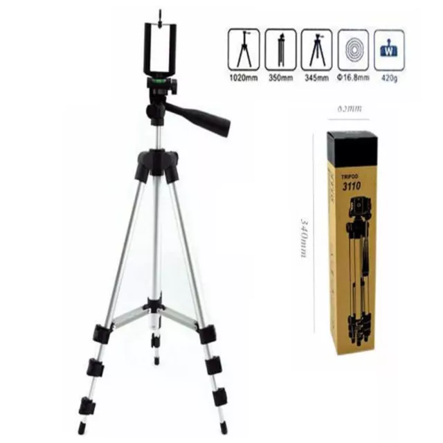 Cavalletto Treppiede Tripod Per Videocamera Fotocamera Smartphone Selfie 3110