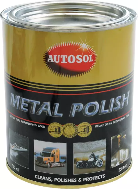 1 x 750ml Can Autosol Solvol Chrome Polish Aluminium & Metal Paste Polish