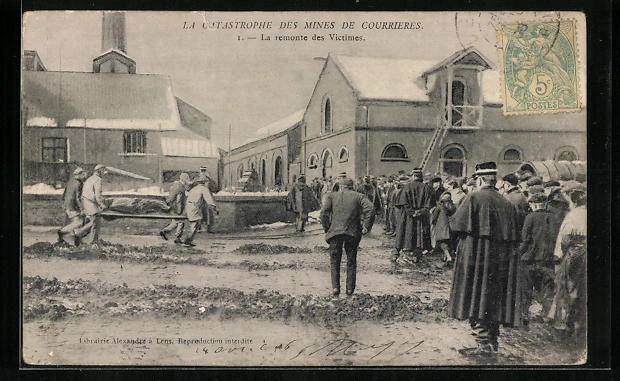 CPA Courrieres, Catastrophe des Mines, Remonte des Victimes