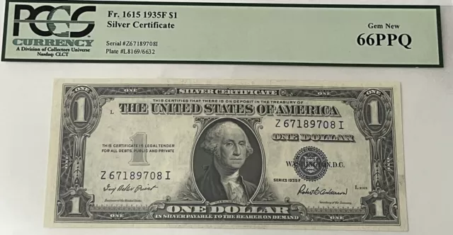 $1 1935-F Silver Certificate Fr. 1615 ZI  Block PCGS 66 PPQ Gem Uncirculated