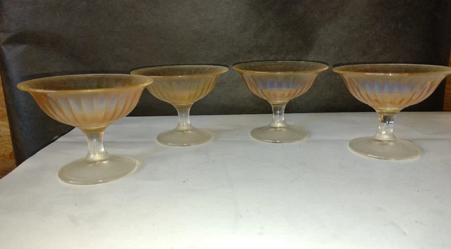 Imperial Carnival Glass Pedestal Sherbet Desert Marigold Amber Iridescent Qty 4