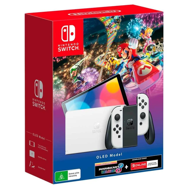 NINTENDO SWITCH CONSOLE OLED Model White + Mario Kart 8 Deluxe & 3